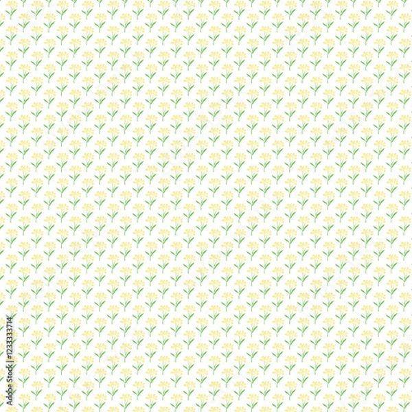 Fototapeta Beautiful minimalist yellow and white flower pattern seamless pattern background