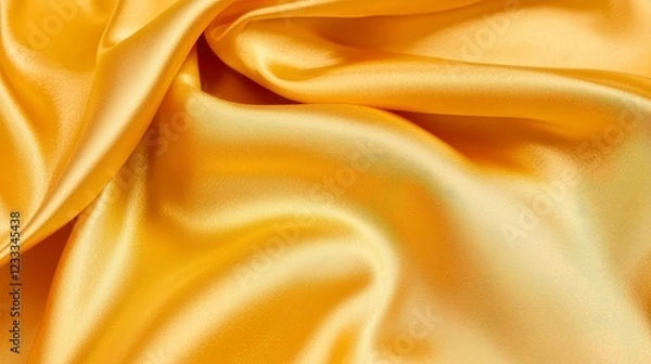 Fototapeta Luxurious Golden Satin Fabric with Smooth Texture and Shine
