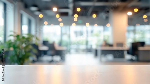 Obraz ぼやけた明るいオフィスの背景。ビジネスシーン