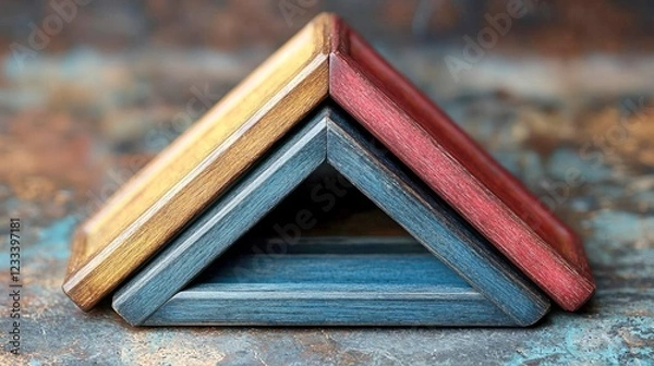 Fototapeta Handcrafted Wooden Triangular Coasters: A Rustic and Artistic Home Decor Set
