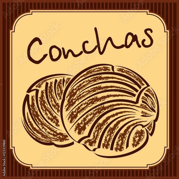 Fototapeta Conchas - Mexican sweet bread - vector