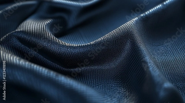 Fototapeta Dark Blue Fabric with Intricate Weave and Subtle Shimmers in a Close-up