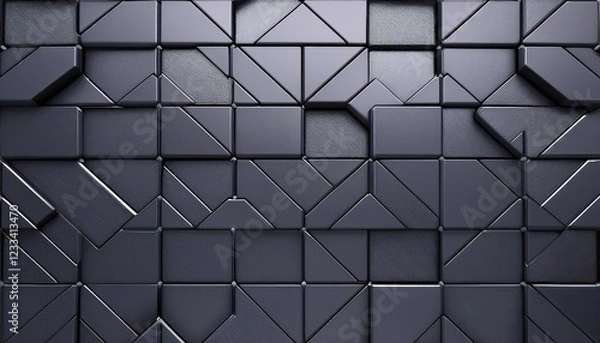 Fototapeta Stunning, Artistic Wall Mosaic with Glossy, SemiGloss Tiles Showcasing Geometric Pattern and Rich Textures in a Modern Interior Setting