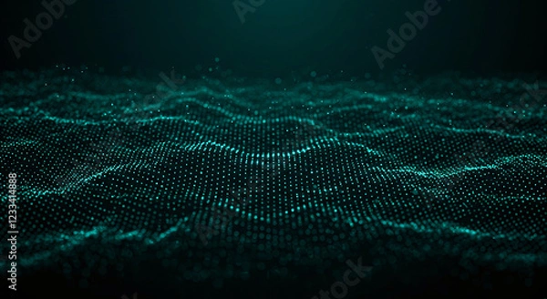 Fototapeta Teal Particle Wave background