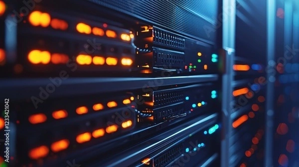 Fototapeta Server Room Technology Powerful Network Data Center Infrastructure