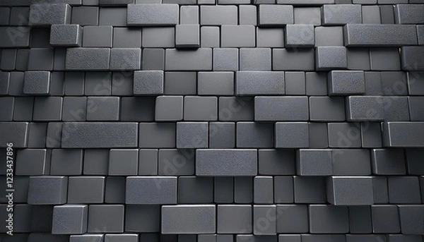 Fototapeta Artistic Abstraction A Striking Wall Sculpture Crafted with Concrete Mosaic Tiles, Showcasing Geometric Patterns and Textural Variety in a Modern Interior Setting