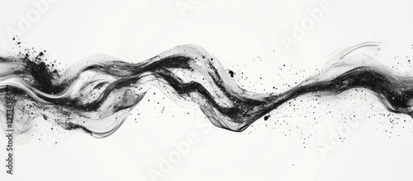 Fototapeta Abstract black ink wave on white background. (1)