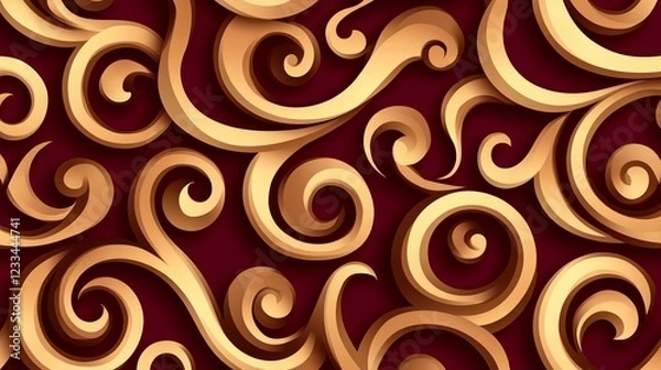 Obraz Golden Swirls Abstract Decorative Pattern Design