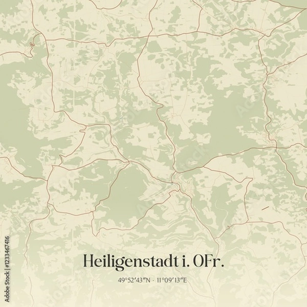 Fototapeta Vintage map of Heiligenstadt i. OFr., Germany.