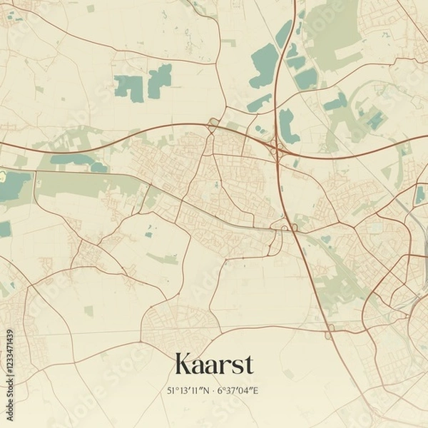 Obraz Vintage map of Kaarst, Germany.