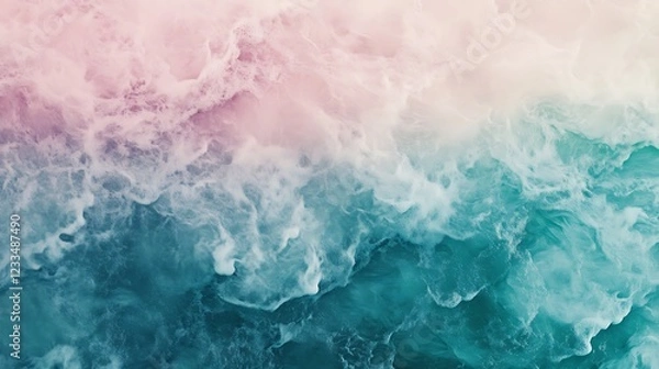 Fototapeta Abstract flowing pattern in pink and turquoise color