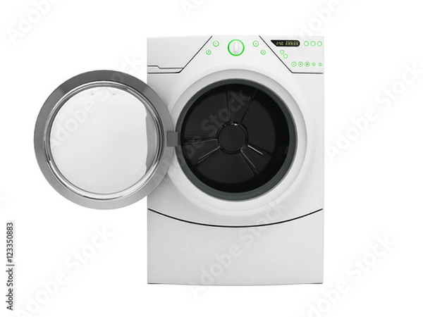 Obraz Isolated washing machine with opened door without shadow on whit