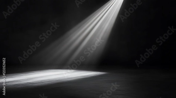 Fototapeta Spotlight on dark stage, dramatic lighting effect, studio background