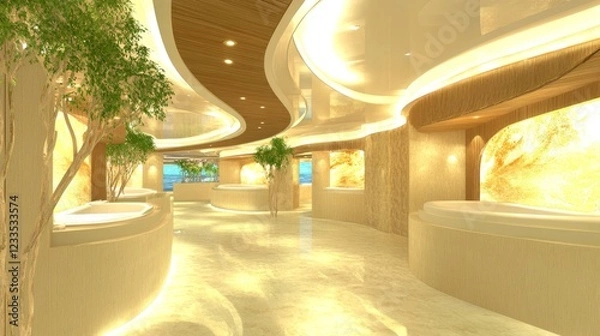 Fototapeta Luxurious Spa Interior Design with Whirlpool Baths