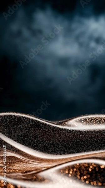 Obraz Abstract Dark Gold Glittering Waves  Luxury Background  Shiny Texture