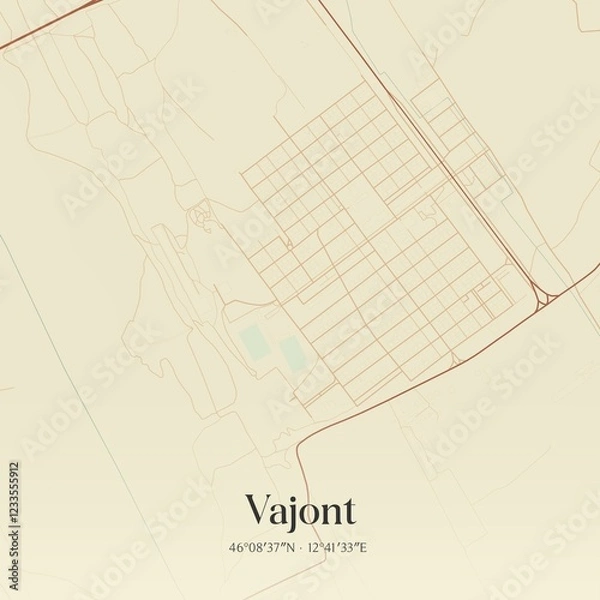 Obraz Vintage map of Vajont, Italy.