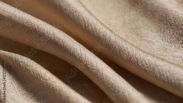 Fototapeta Elegant Beige Linen: Soft Fabric Texture with Delicate Weave and Subtle Folds