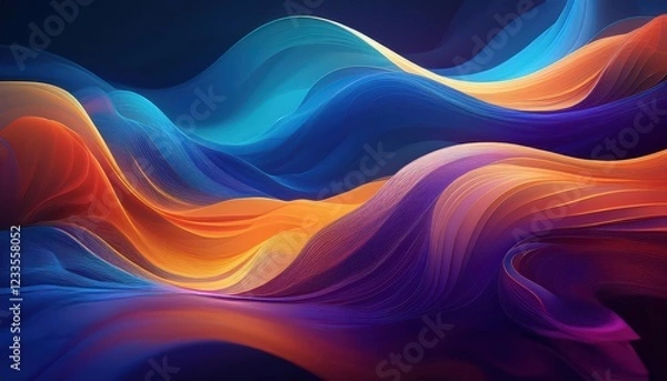 Fototapeta Vibrant k Wallpaper Generative AIs Enrege Flow , Showcasing a Cool, Abstract Landscape with Geometric Patterns and Bold Colors at Twilight