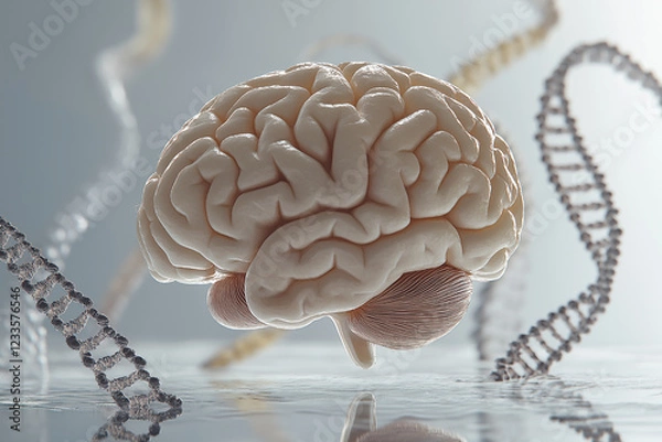 Obraz Human Brain and DNA Helix: Neurological Research Concept