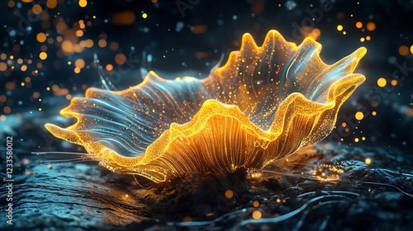 Fototapeta Glowing Organic Abstract Form with Particles