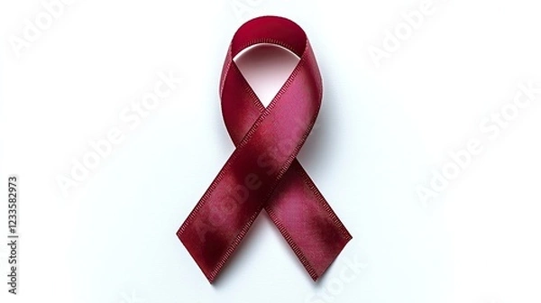 Fototapeta A vibrant red awareness ribbon symbolizing support for health causes on a clean background