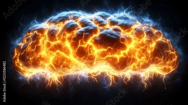 Fototapeta Fiery Electrical Cloud Energy Formation Abstract Art