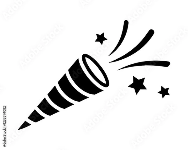 Obraz パーティーグッズのクラッカーのピクトグラムイラスト　透過背景の切り抜き