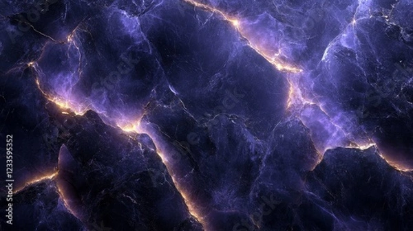 Obraz Abstract Purple   Gold Marble Texture  Glowing Energy  Crackled Stone Background