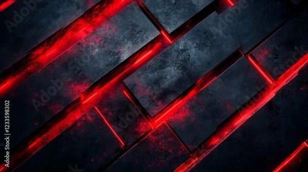 Obraz Dark Red Glowing Blocks Abstract Background Texture