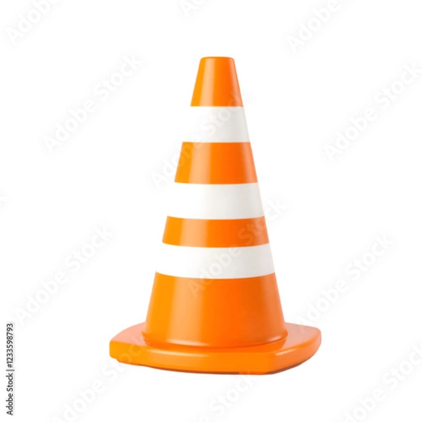 Fototapeta Orange Traffic Safety Cone Isolated on Transparent Background