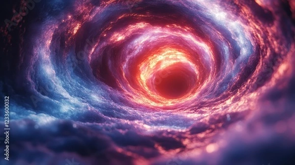 Fototapeta Cosmic Vortex: A swirling maelstrom of vibrant colors, fiery hues and ethereal glows, a captivating journey into the unknown.