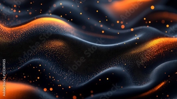 Obraz Abstract Dark Energy Flow  Glowing Particle Wave Background