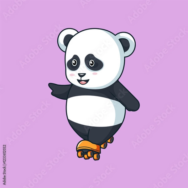Obraz Panda play with roller skates very cheerful and happy 