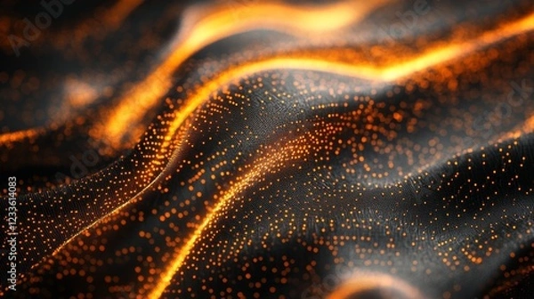 Obraz Abstract Dark Orange Glowing Particle Wave Background
