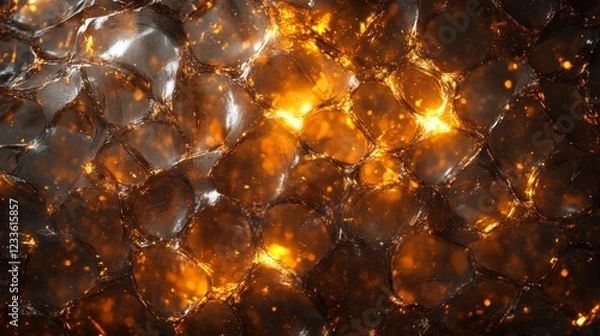 Obraz Abstract Golden Lava Texture  Fiery  Molten  Cellular Background