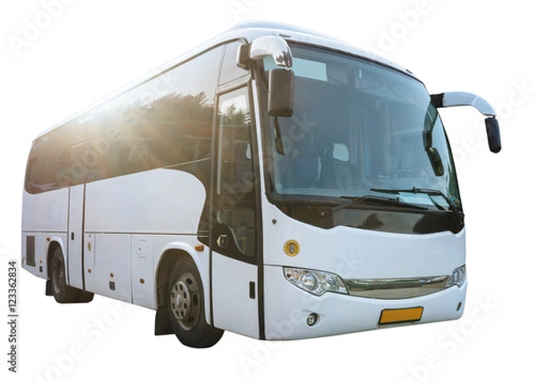 Obraz Modern White Bus Isolated on White