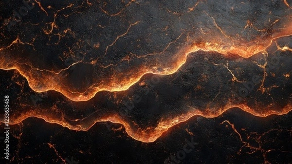 Obraz Fiery Lava Flow Texture  Dark Volcanic Rock Background