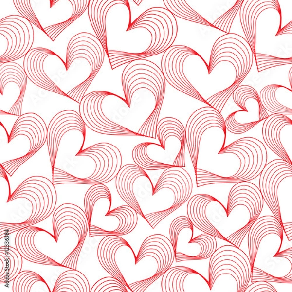 Obraz Seamless Eccentric Heart Outlines Background