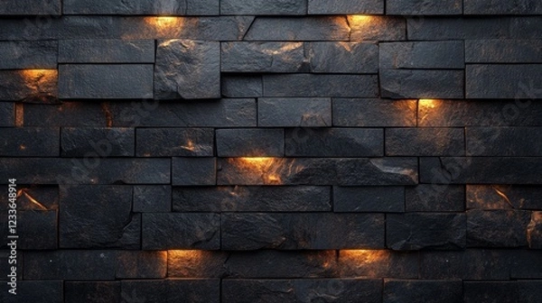 Obraz Dark Stone Brick Wall Texture Background  Illuminated  Night  Modern Design