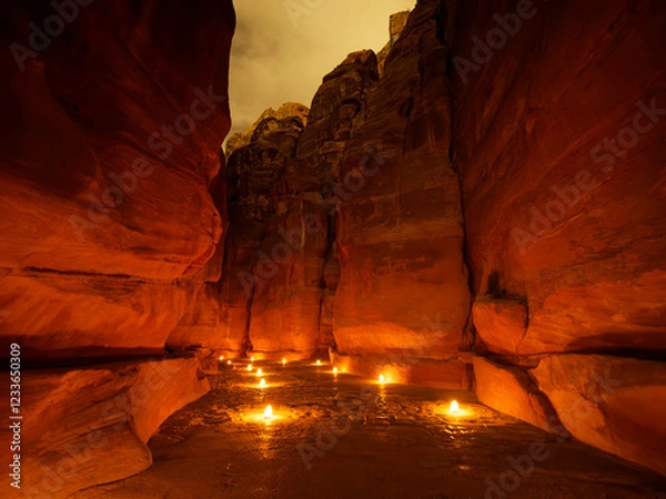 Obraz ヨルダン　ペトラ遺跡　ペトラバイナイト