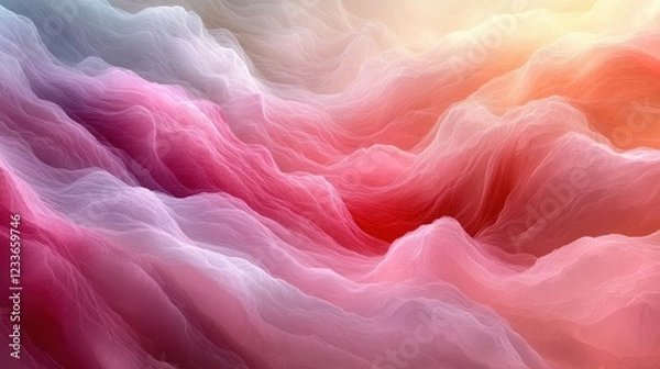 Fototapeta Abstract waves of pink and purple hues create a dreamy, ethereal landscape.