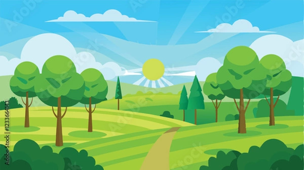 Obraz landscape with trees and sky