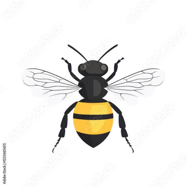 Fototapeta Detailed Illustration of a Bumblebee with Distinctive Features