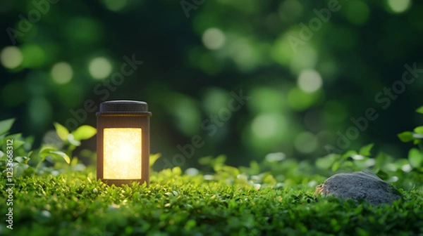 Obraz A lost item found in an unexpected location, a symbol of chance and serendipity. The item, an old key or small object, rests on a weathered wooden surface surrounded by natural elements like leaves or