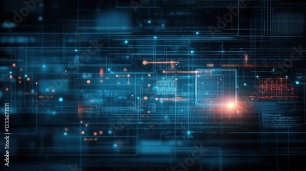 Obraz Digital background perfect for tech processes, neural networks, artificial intelligence, data transfer and security, ai generated background for digital storage, multimedia presentations