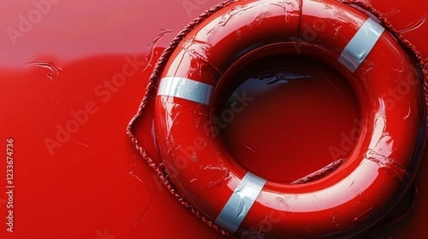 Fototapeta 3D artistic render of a life rescue buoy