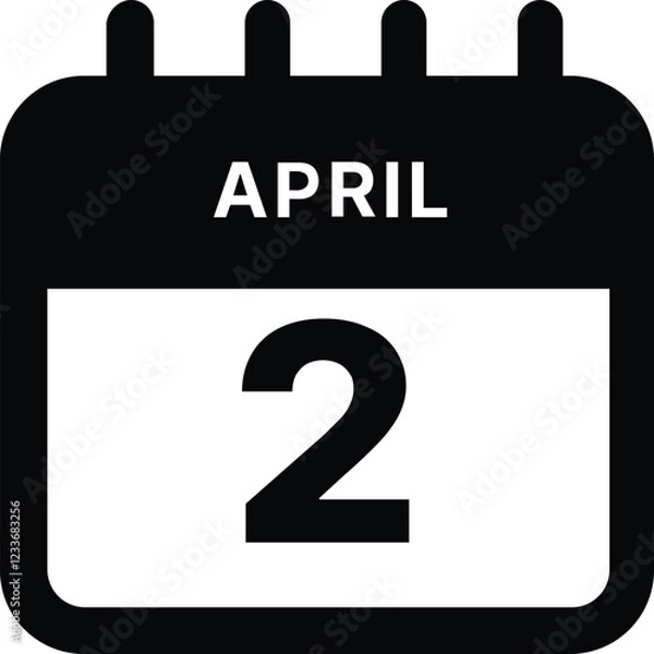 Fototapeta April 2 calendar icon design vector illustration