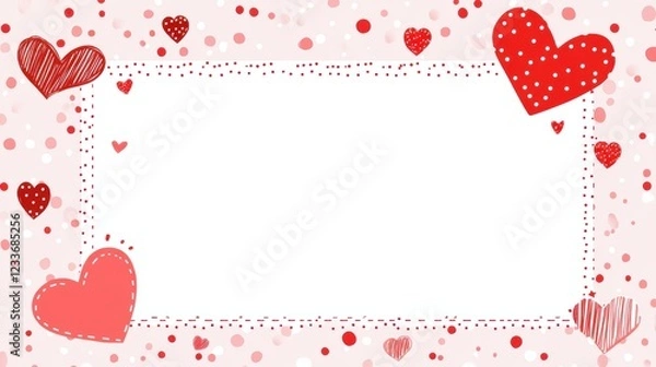 Fototapeta Valentine’s Day greeting card background template with heart shape