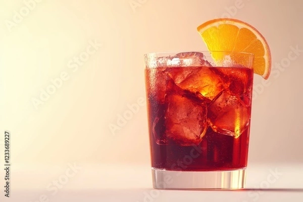 Fototapeta Icy Aperol Spritz, orange slice, studio, sunlit background, cocktail menu