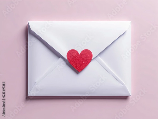 Fototapeta Envelope Sealed with Heart Sticker: Minimalist Valentine's Day Touch for Business Ads